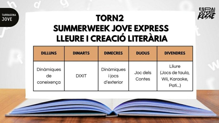Torn 2 – Lleure i Creació literària  - Summerweek Jove Express