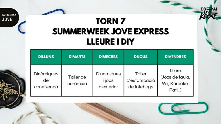 Torn 7 – Lleure i DIY - Summerweek Jove Express