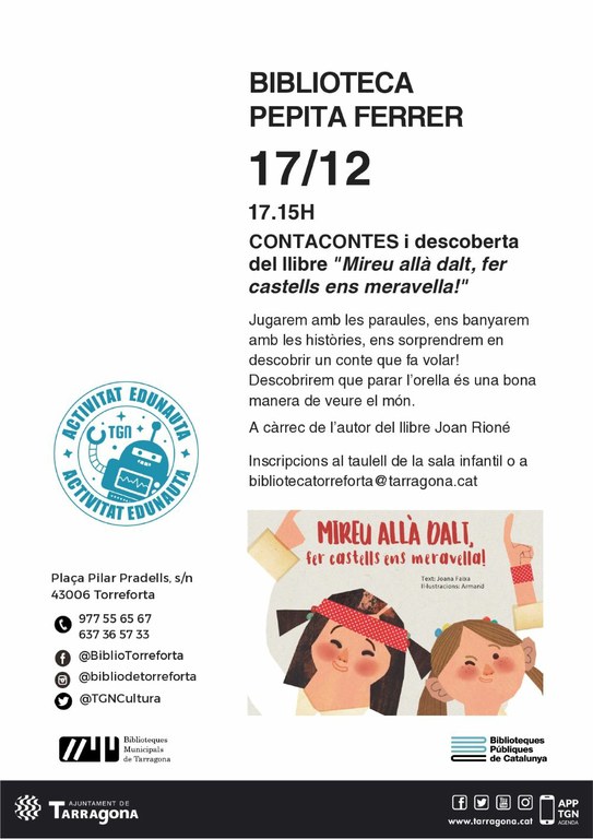 Contacontes i descoberta del llibre "Mireu allà dalt, fer castells ens meravella!"