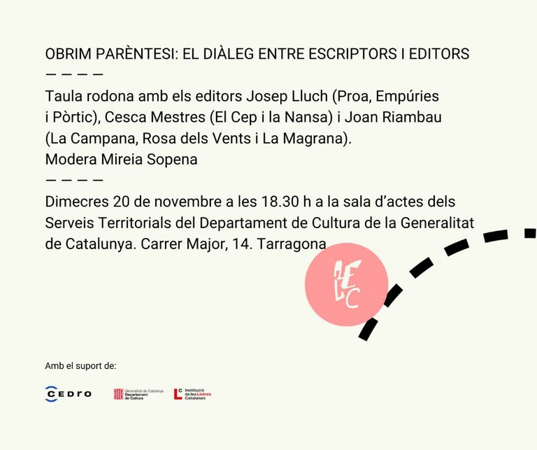 Obrim Parèntesi: El Diàleg entre escriptors i editors