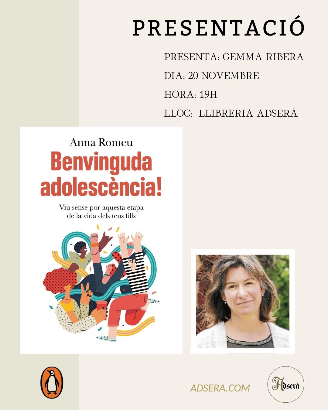 Presentació del llibre, "Benvinguda adolescència" d'Anna Romeu