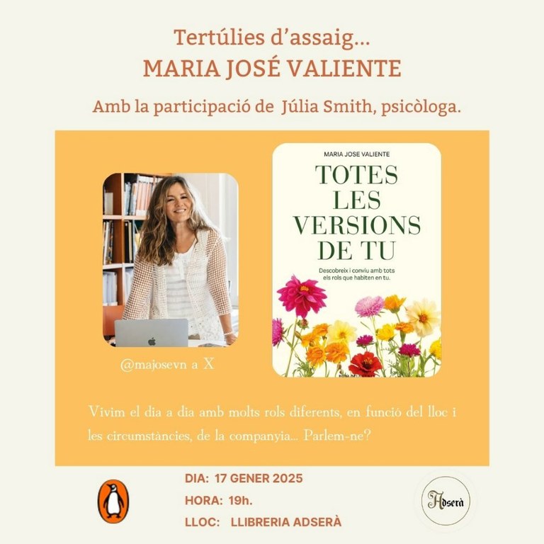 Tertúlia d'assaig: Totes les versions de tu de Maria José Valiente