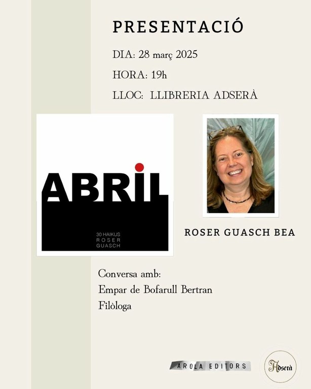 Presentació del poemari "Abril" de Roser Guasch Bea