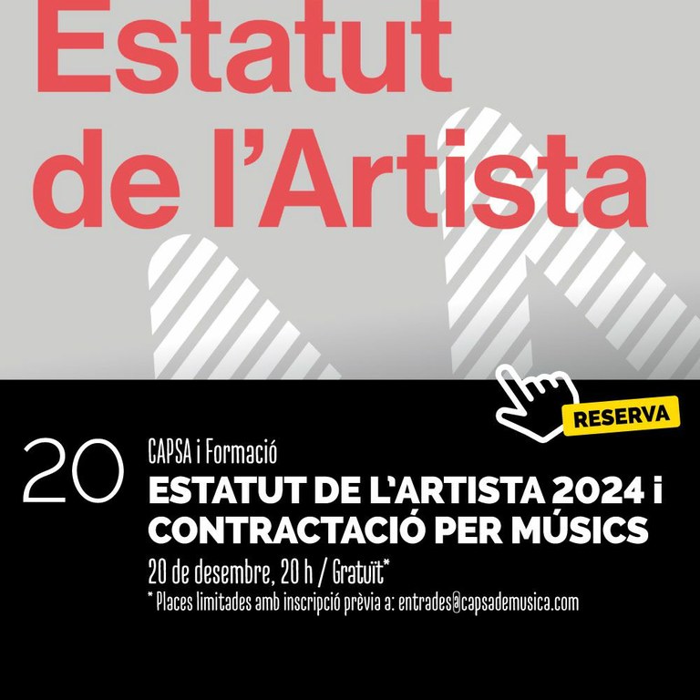 CAPSA i Formació: Estatut de l'artistsa 2024 i contractació per músics