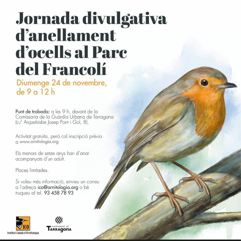 Jornada divulgativa d'anellament d'ocells al Parc del Francolí