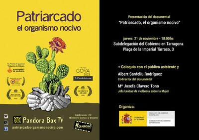 Presentació del documental: "Patriarcado, el organismo nocivo"