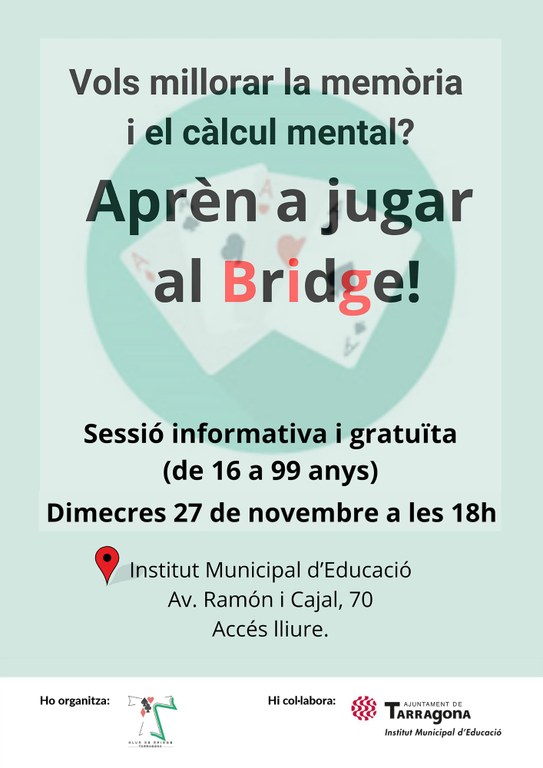 Sessió informativa "Aprèn a jugar al bridge"