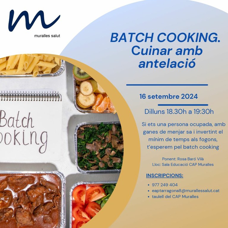 Cicle Alimentació Saludable - Batch cooking - Cuinar amb antelació