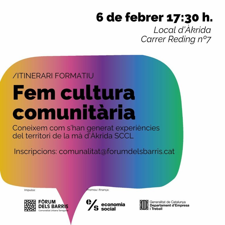 Itinerari Formatiu: Fem cultura comunitària